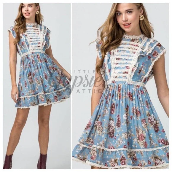 Entro Old Country Roses Farmhouse Mini Dress - Picture 7 of 12
